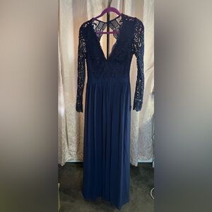 Lulu's Blue Smocked Gown with Bishop Sleeves